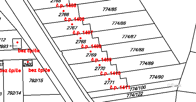 Humpolec 1409 na parcele st. 2769 v KÚ Humpolec, Katastrální mapa