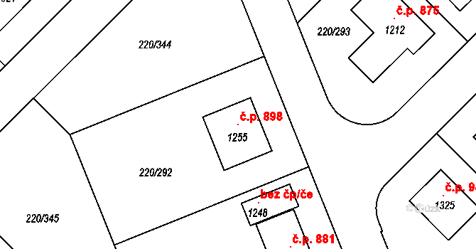 Luka nad Jihlavou 898 na parcele st. 1255 v KÚ Luka nad Jihlavou, Katastrální mapa