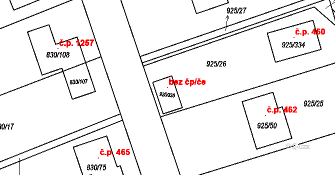 Srubec 100237924 na parcele st. 925/335 v KÚ Srubec, Katastrální mapa