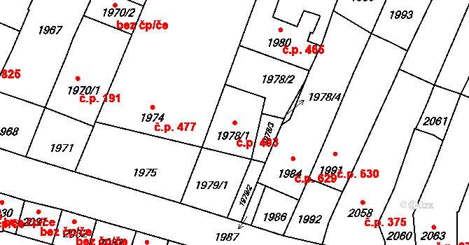 Velké Pavlovice 493 na parcele st. 1978/1 v KÚ Velké Pavlovice, Katastrální mapa