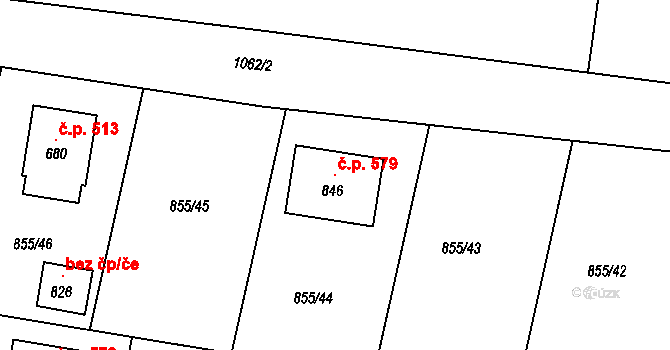 Cerhenice 579 na parcele st. 846 v KÚ Cerhenice, Katastrální mapa