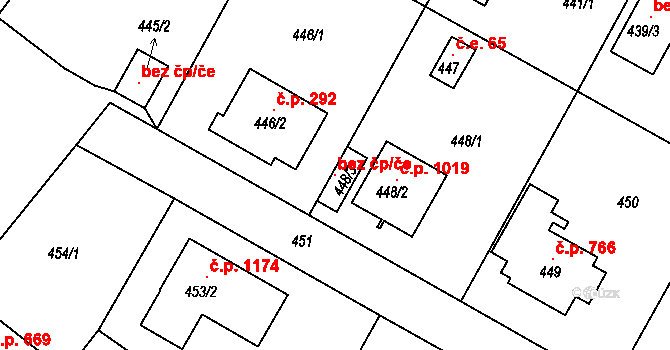 Praha 106423924 na parcele st. 448/3 v KÚ Kunratice, Katastrální mapa