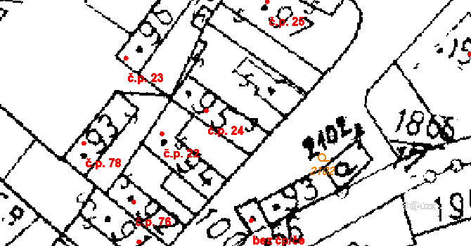 Přerov nad Labem 24 na parcele st. 95 v KÚ Přerov nad Labem, Katastrální mapa