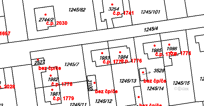 Nymburk 1777 na parcele st. 1983 v KÚ Nymburk, Katastrální mapa
