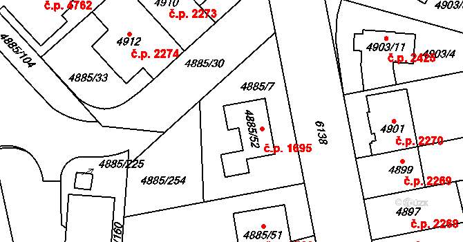 Jihlava 1695 na parcele st. 4885/52 v KÚ Jihlava, Katastrální mapa