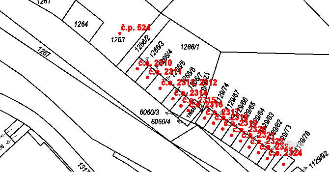 Jihlava 2312,2313 na parcele st. 1266/5 v KÚ Jihlava, Katastrální mapa