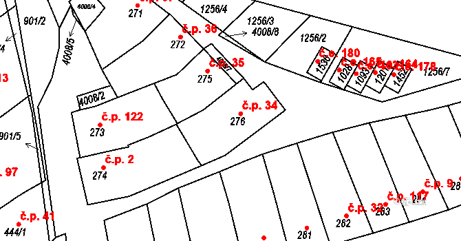 Pazderna 34, Vyškov na parcele st. 276 v KÚ Dědice u Vyškova, Katastrální mapa