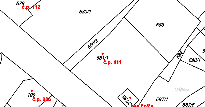 Janovice 111, Rýmařov na parcele st. 581/1 v KÚ Janušov, Katastrální mapa