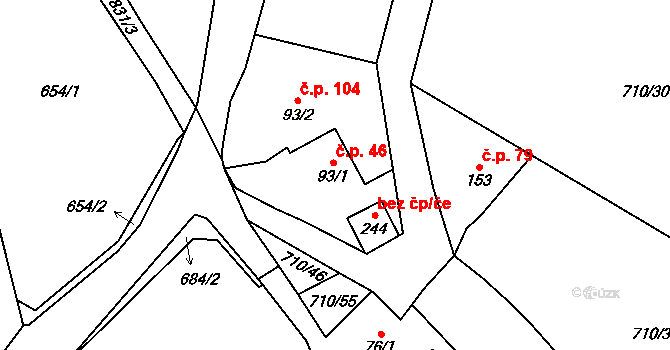Bezdědovice 46 na parcele st. 93/1 v KÚ Bezdědovice, Katastrální mapa