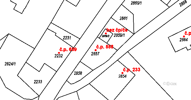 Smržovka 558 na parcele st. 2857 v KÚ Smržovka, Katastrální mapa
