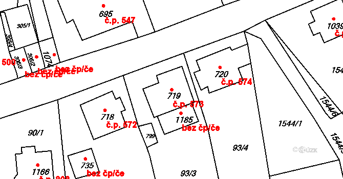 Česká Kamenice 573 na parcele st. 719 v KÚ Česká Kamenice, Katastrální mapa