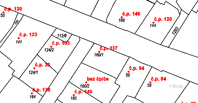 Staňkov II 137, Staňkov na parcele st. 160/1 v KÚ Staňkov-ves, Katastrální mapa