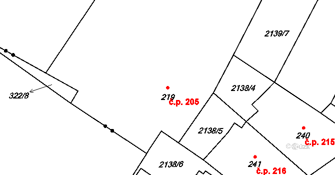 Janovice nad Úhlavou 205 na parcele st. 219 v KÚ Janovice nad Úhlavou, Katastrální mapa