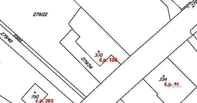 Mašov 134, Turnov na parcele st. 370 v KÚ Mašov u Turnova, Katastrální mapa