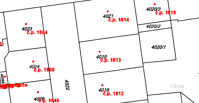 Žižkov 1813, Praha na parcele st. 4019 v KÚ Žižkov, Katastrální mapa