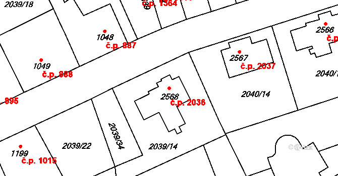 Dvůr Králové nad Labem 2036 na parcele st. 2568 v KÚ Dvůr Králové nad Labem, Katastrální mapa
