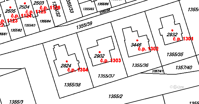 Vrchlabí 1303 na parcele st. 2902 v KÚ Vrchlabí, Katastrální mapa