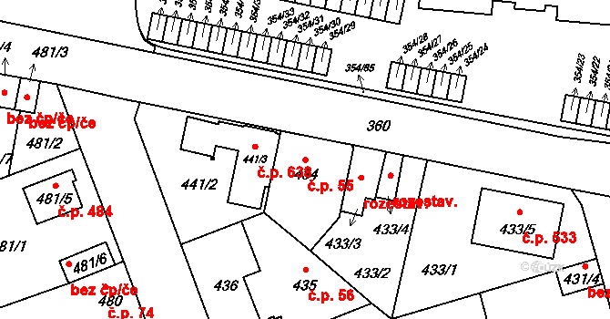 České Budějovice 4 55, České Budějovice na parcele st. 434 v KÚ České Budějovice 4, Katastrální mapa