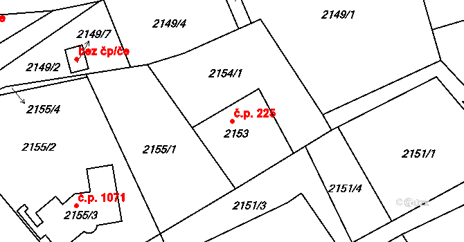 Liberec XIV-Ruprechtice 225, Liberec na parcele st. 2153 v KÚ Ruprechtice, Katastrální mapa