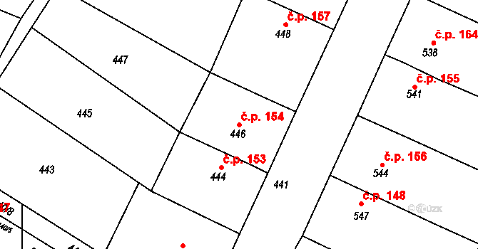 Horákov 154, Mokrá-Horákov na parcele st. 446 v KÚ Horákov, Katastrální mapa