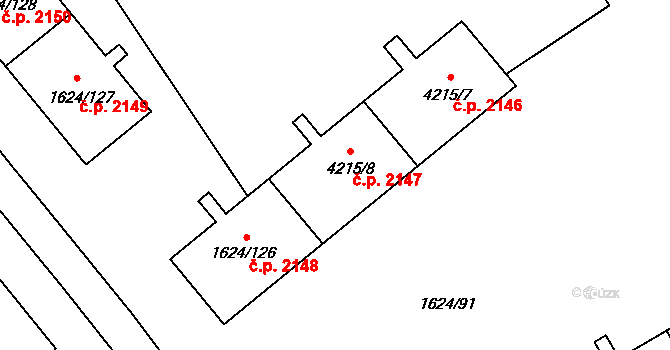 Mizerov 2147, Karviná na parcele st. 4215/8 v KÚ Karviná-město, Katastrální mapa