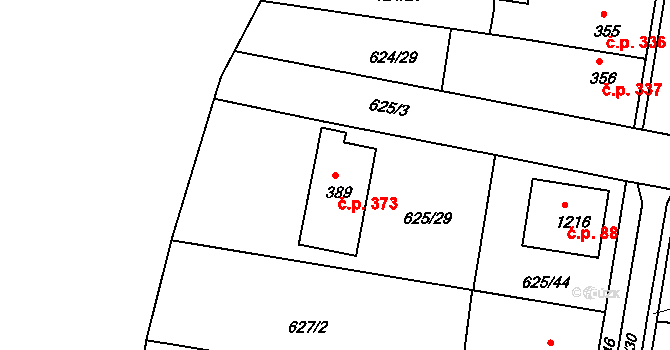 Parník 373, Česká Třebová na parcele st. 389 v KÚ Parník, Katastrální mapa