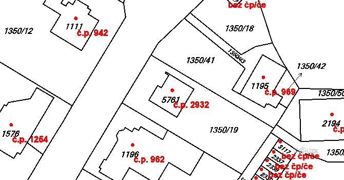 Šumperk 2932 na parcele st. 5761 v KÚ Šumperk, Katastrální mapa