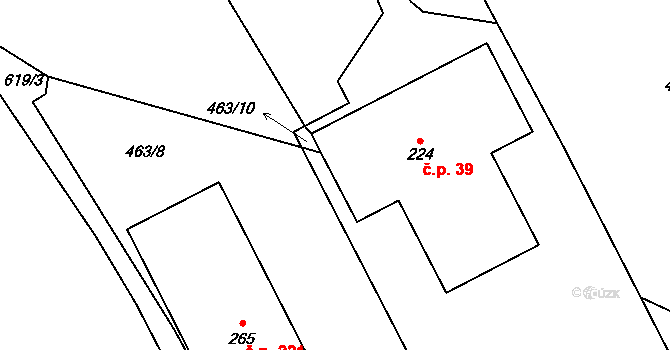 Skalka 39, Drásov na parcele st. 224 v KÚ Drásov u Příbramě, Katastrální mapa