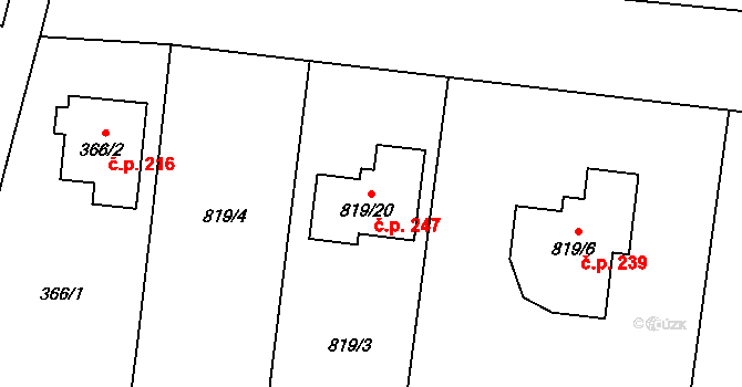 Neplachovice 247 na parcele st. 819/20 v KÚ Neplachovice, Katastrální mapa