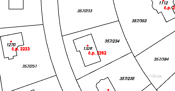 Hostivice 2262 na parcele st. 1328 v KÚ Litovice, Katastrální mapa