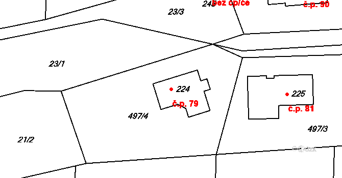 Lazsko 79 na parcele st. 224 v KÚ Lazsko, Katastrální mapa