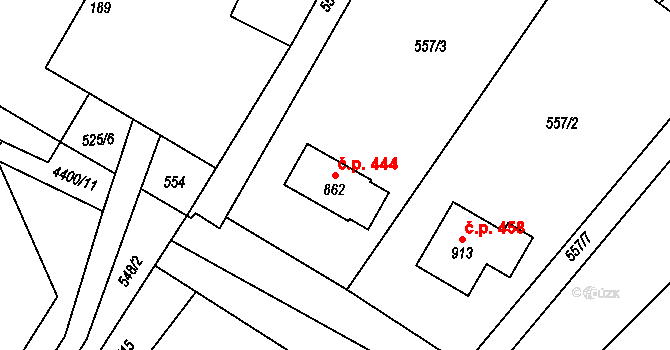 Jedlová 444 na parcele st. 862 v KÚ Jedlová u Poličky, Katastrální mapa