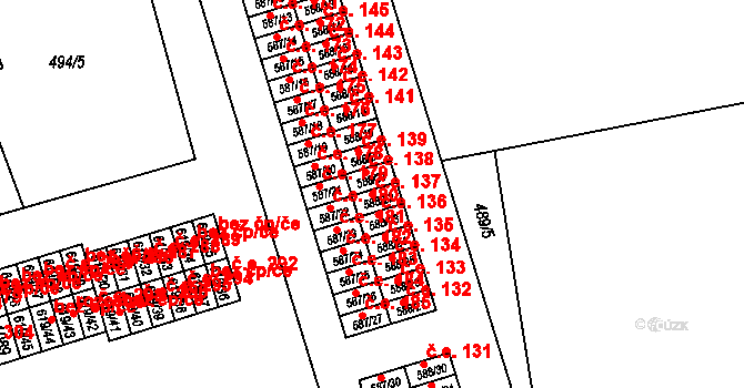 Hamr 137, Litvínov na parcele st. 588/22 v KÚ Hamr u Litvínova, Katastrální mapa