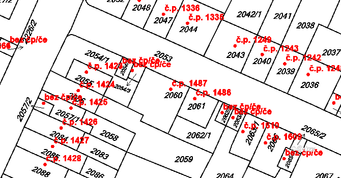 Předměstí 1487, Litoměřice na parcele st. 2060 v KÚ Litoměřice, Katastrální mapa