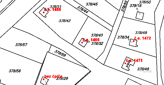 Červený Hrádek 1465, Jirkov na parcele st. 378/32 v KÚ Červený Hrádek u Jirkova, Katastrální mapa