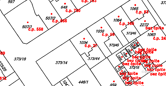 Přívoz 27, Ostrava na parcele st. 1034 v KÚ Přívoz, Katastrální mapa