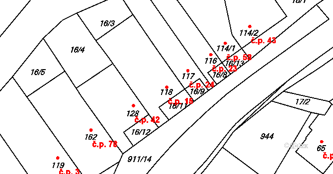 Polichno 15, Luhačovice na parcele st. 118 v KÚ Polichno, Katastrální mapa