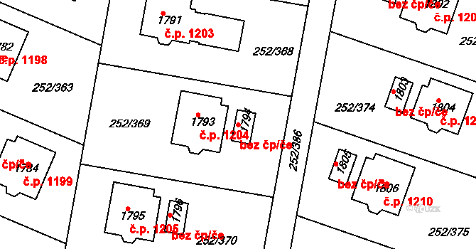 Rosice 39836924 na parcele st. 1794 v KÚ Rosice u Brna, Katastrální mapa