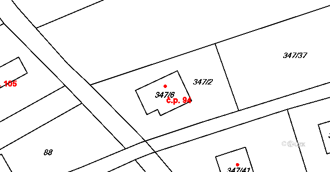 Lhotsko 94 na parcele st. 347/6 v KÚ Lhotsko, Katastrální mapa