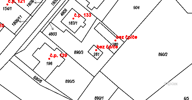 Holešov 41287924 na parcele st. 281 v KÚ Dobrotice, Katastrální mapa