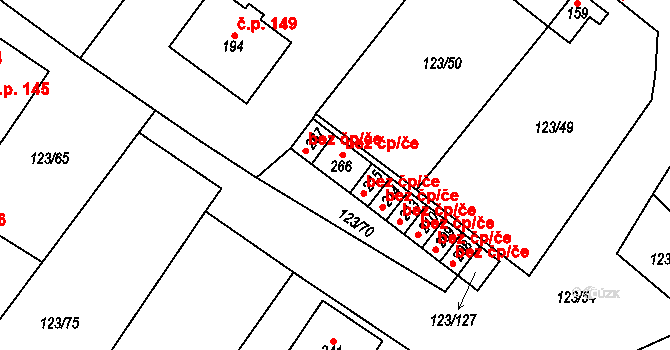 Senetářov 41432924 na parcele st. 266 v KÚ Senetářov, Katastrální mapa