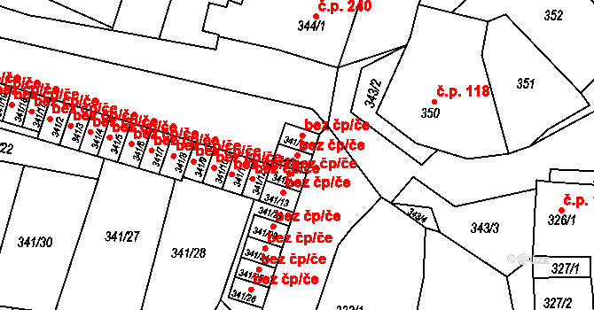 Lomnice 44383924 na parcele st. 341/15 v KÚ Lomnice u Sokolova, Katastrální mapa