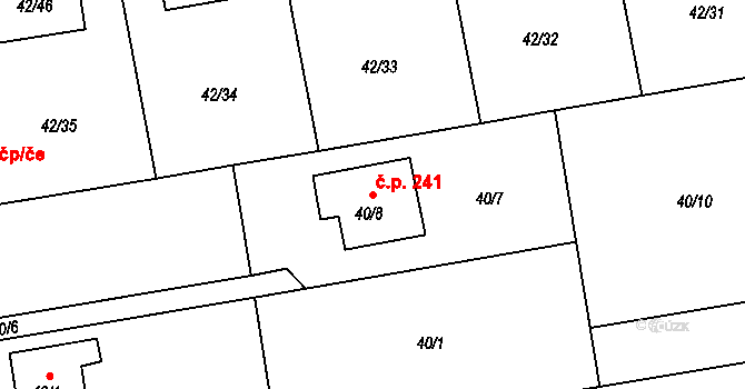 Bobrovníky 241, Hlučín na parcele st. 40/8 v KÚ Bobrovníky, Katastrální mapa