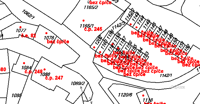 Valtice 46993924 na parcele st. 1160 v KÚ Valtice, Katastrální mapa