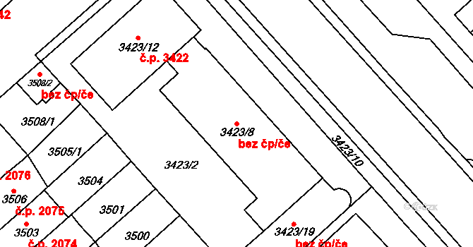 Znojmo 47525924 na parcele st. 3423/8 v KÚ Znojmo-město, Katastrální mapa