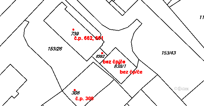 Kralupy nad Vltavou 49139924 na parcele st. 838/2 v KÚ Lobeček, Katastrální mapa