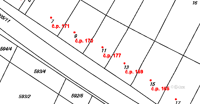 Vícemilice 177, Bučovice na parcele st. 11 v KÚ Vícemilice, Katastrální mapa