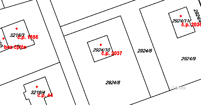 Petřvald 2037 na parcele st. 2924/10 v KÚ Petřvald u Karviné, Katastrální mapa