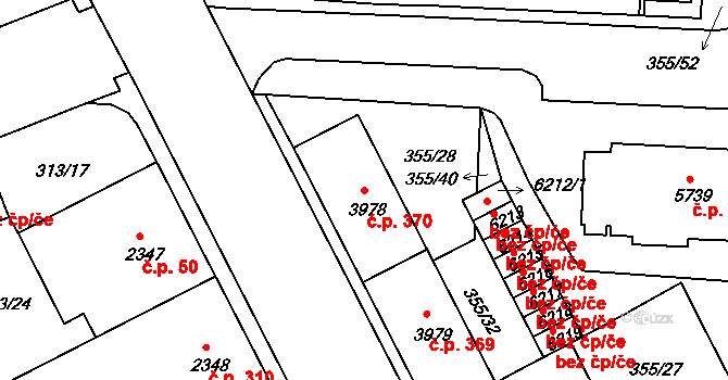 Pražské Předměstí 370, Písek na parcele st. 3978 v KÚ Písek, Katastrální mapa
