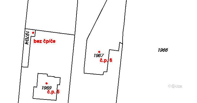 Všenory 6 na parcele st. 1967 v KÚ Všenory, Katastrální mapa